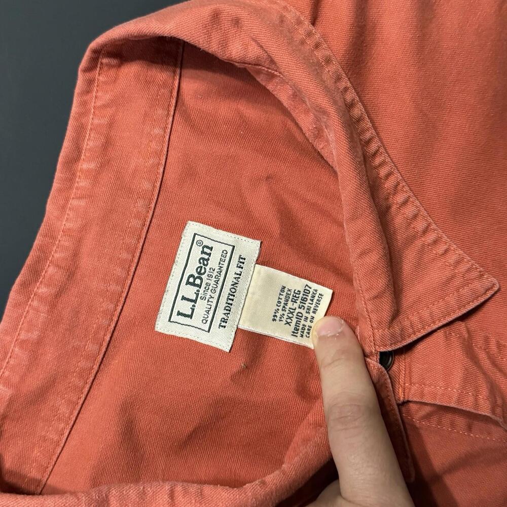 L.L. Bean BeanFlex Twill Shirt  Orange Button-Up Short Sleeve Casual Men’s XXXL - Picture 4 of 9